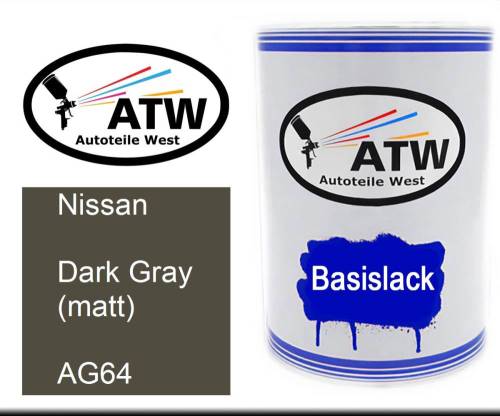 Nissan, Dark Gray (matt), AG64: 500ml Lackdose, von ATW Autoteile West.